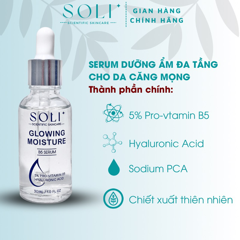 Tinh chất  cấp nước dưỡng ẩm Soli Pro-vitamin B5 5% + Hyaluronic Acid  30ml