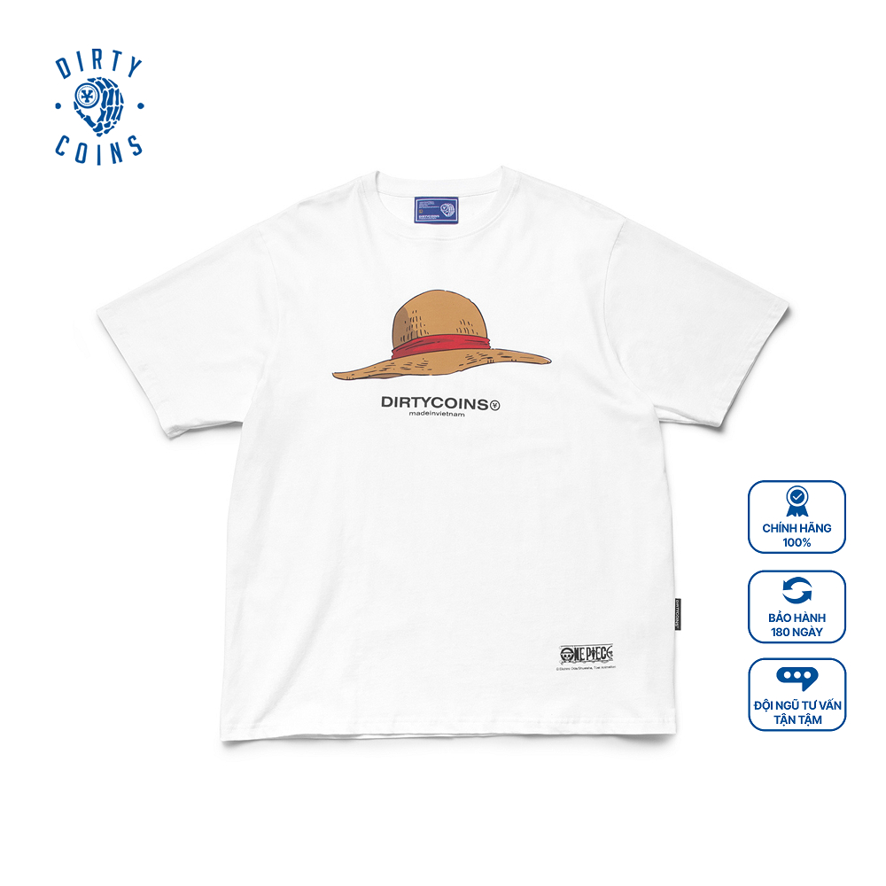 Áo thun DirtyCoins x OnePiece Straw Hat T-shirt - White