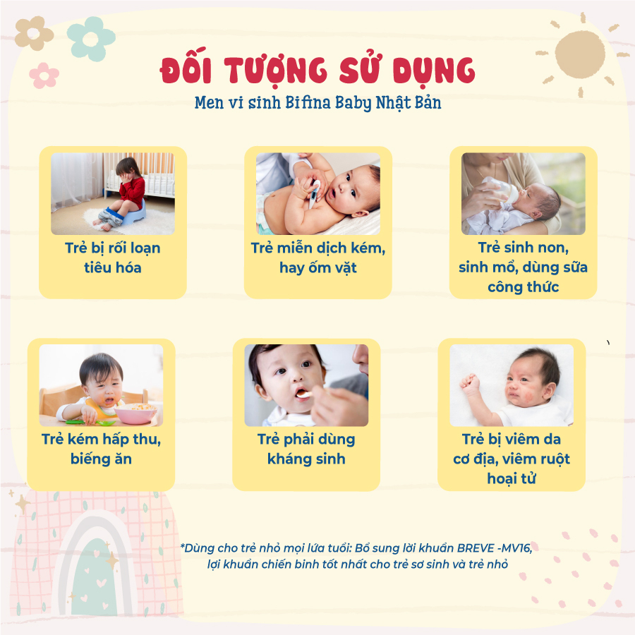 Men vi sinh Bifina Baby Nhật Bản- 1 gói (không có hộp)- Lợi khuẩn chiến binh cho trẻ sơ sinh Viêm da cơ địa, chàm sữa, d