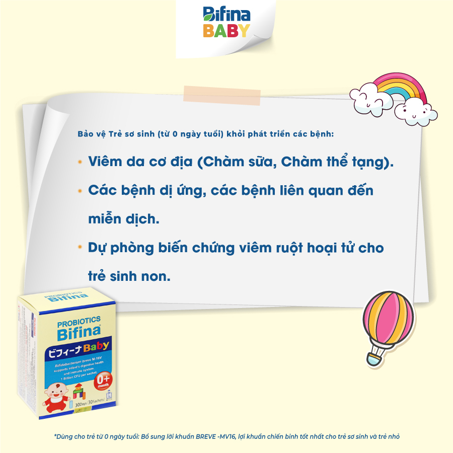 Men vi sinh Bifina Baby Nhật Bản- 1 gói (không có hộp)- Lợi khuẩn chiến binh cho trẻ sơ sinh Viêm da cơ địa, chàm sữa, d