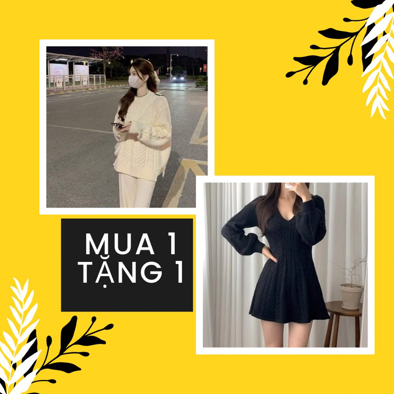 mua áo len vặn thừng, tặng 1 váy len màu bất kì