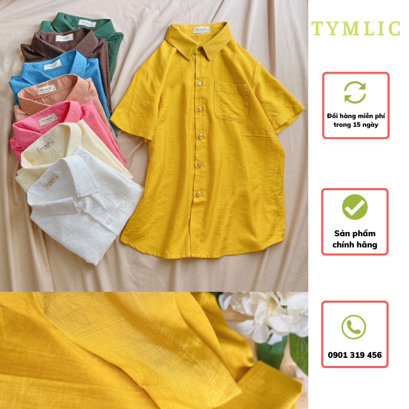 Áo Sơ Mi Đũi Xước Basic Ngắn Tay Nhiều Màu TYMLIC