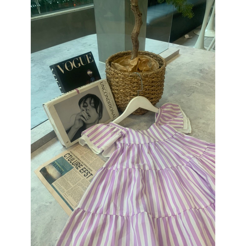 Váy lụa baby doll cho bé gái họa tiết kẻ sọc dễ thương từ 8-30kg Mã 255 - Luni Kids