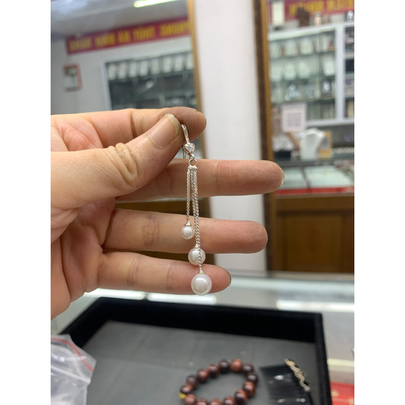 Khuyên tai móc pha lê siêu sáng đẹp dễ đeo bạc chuẩn xi kim NGỌC MẬU