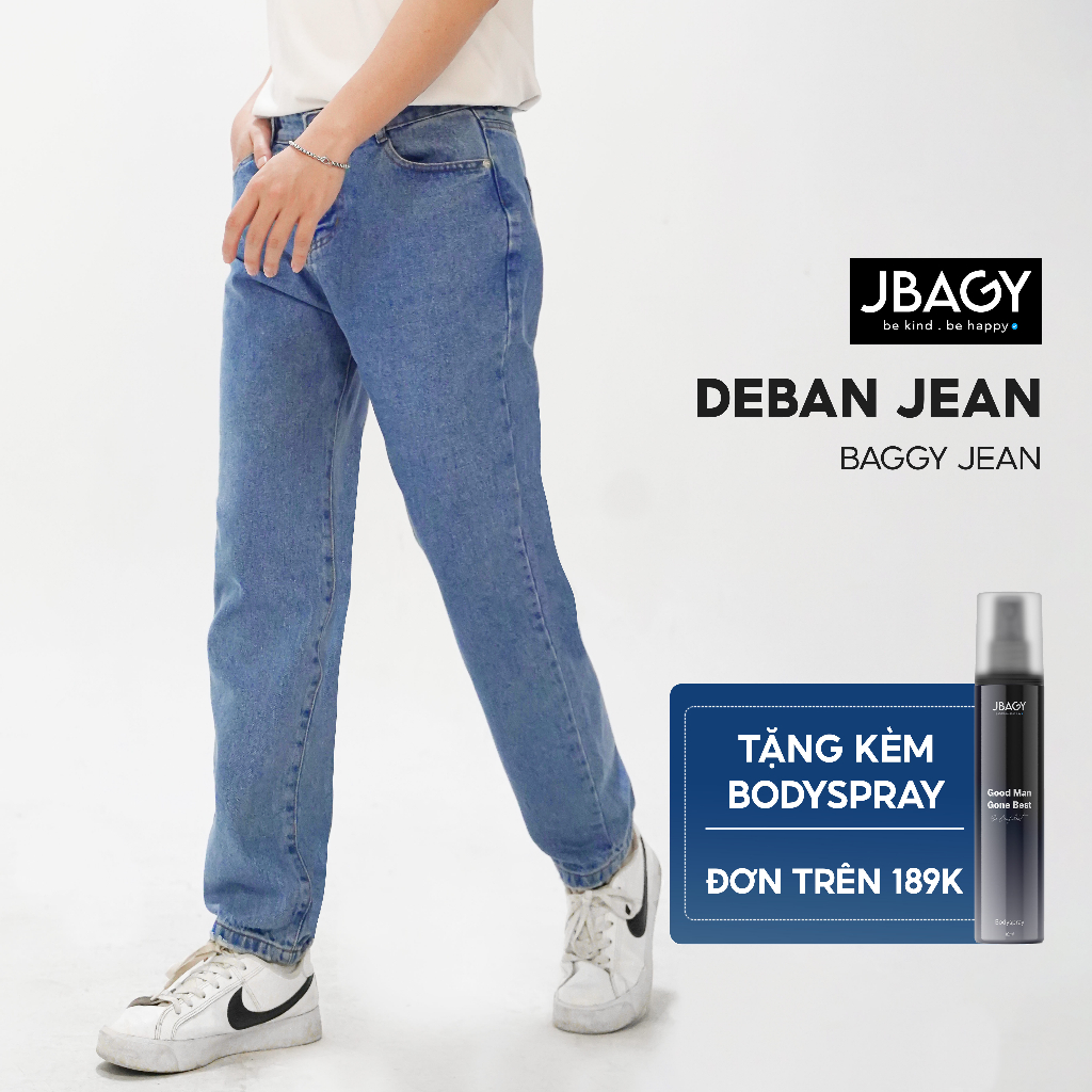 Quần jean nam baggy dáng suông ống đứng chất vải bò dày dặn thoáng mát màu đen xanh sáng Deban thương hiệu JBAGY