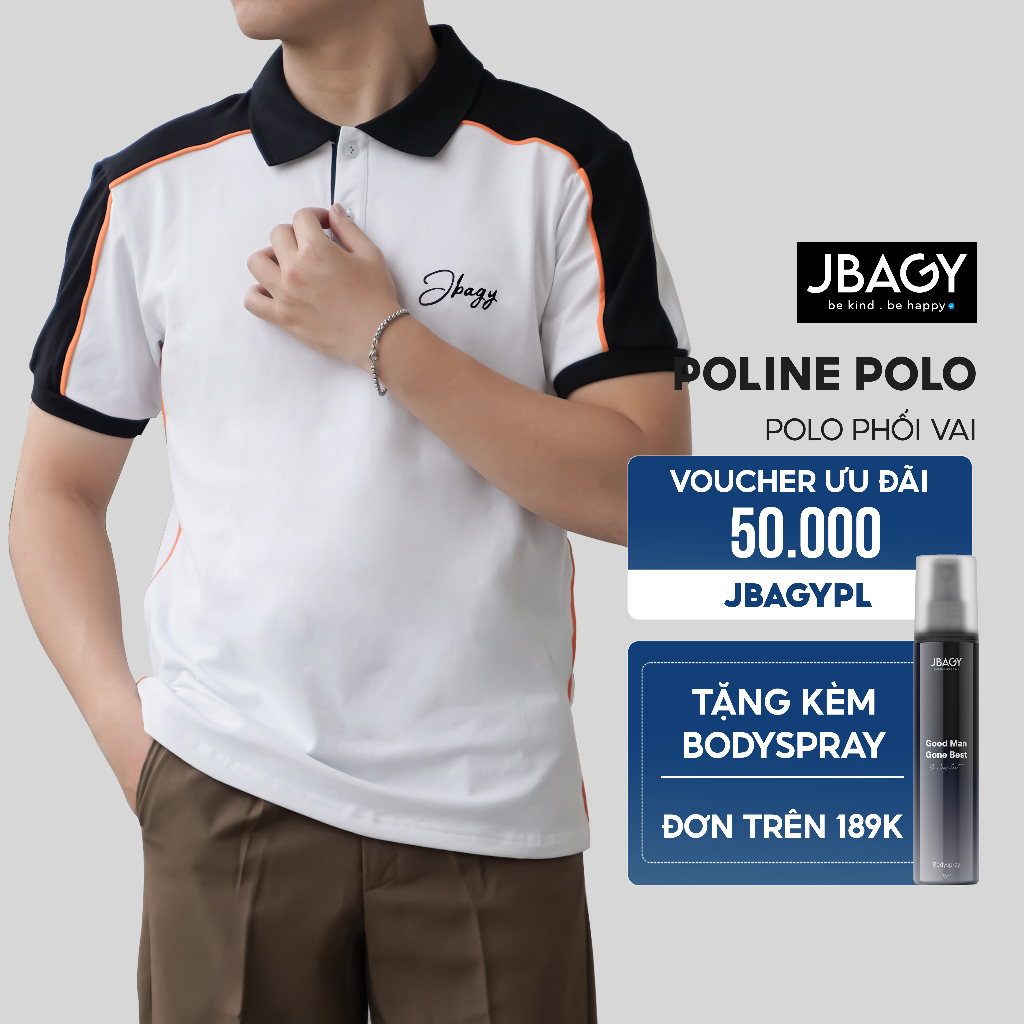 Áo thun có cổ polo nam ngắn tay phối màu chất liệu cá sấu TC Poline thấm hút co giãn tốt thương hiệu JBAGY - JP0203