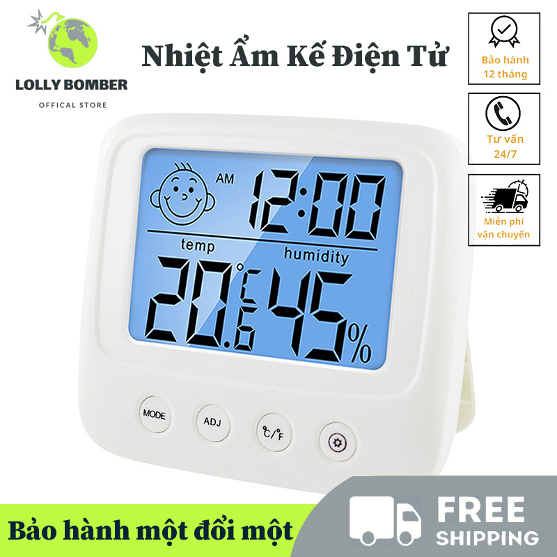 Nhiệt Ẩm Kế Điện Tử,Máy Đo Độ Ẩm Nhiệt Độ Kỹ Thuật Số Nhiệt Kế Điện Tử LCD Trong Nhà Có Đèn Nền