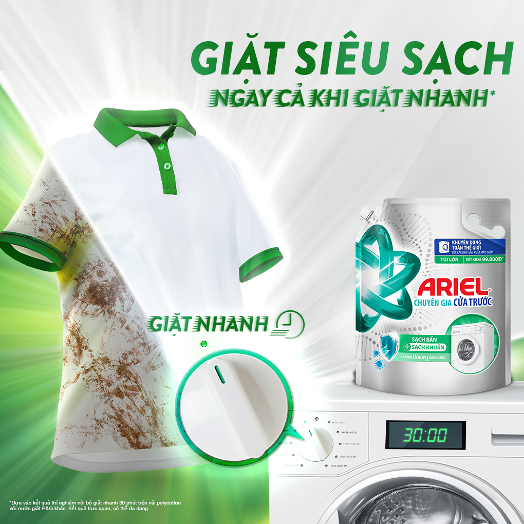 Combo 2 Túi Nước Giặt Ariel Cửa Trước Hương Downy nắng sớm 3.2Kg/túi