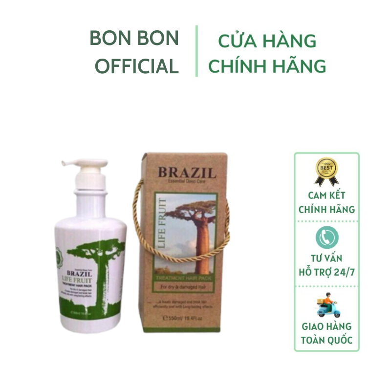 Kem Hấp Dầu Phục Hồi Tóc Hư Tổn Nặng Brazil Life Fruit 550Ml