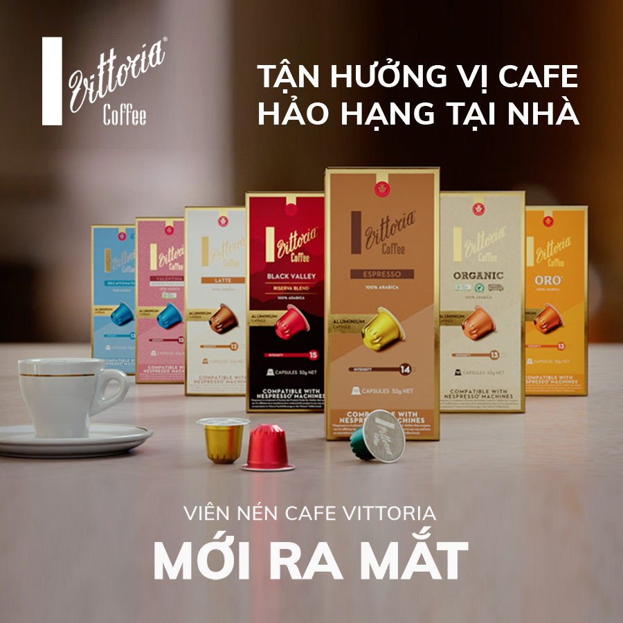 Cà phê viên nén Vittoria 100% Arabica, Viên nén cà phê nhập khẩu Úc dùng cho máy pha cà phê viên, hộp 10 viên