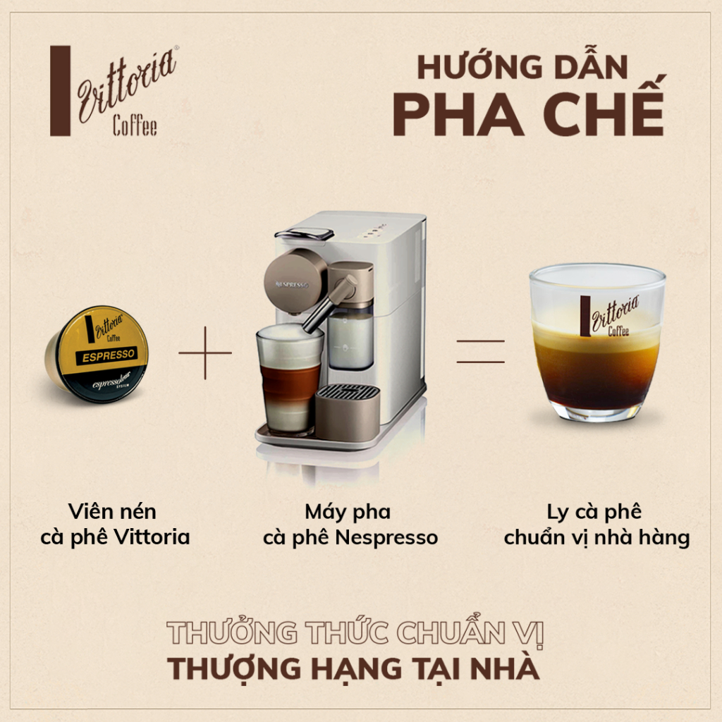 Cà phê viên nén Vittoria 100% Arabica, Viên nén cà phê nhập khẩu Úc dùng cho máy pha cà phê viên, hộp 10 viên