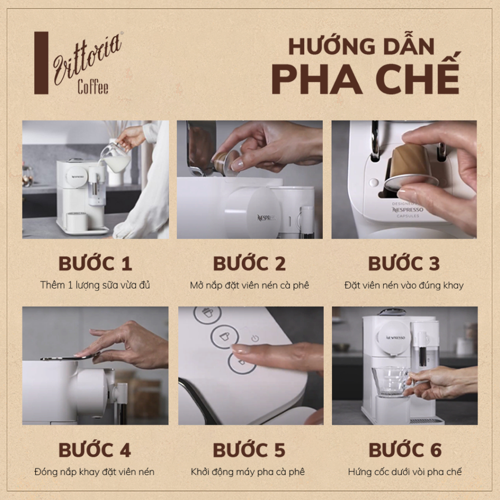 Cà phê viên nén Vittoria 100% Arabica, Viên nén cà phê nhập khẩu Úc dùng cho máy pha cà phê viên, hộp 10 viên