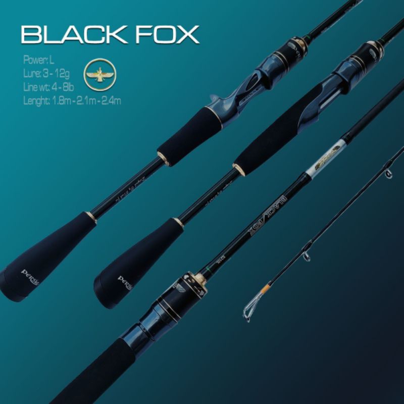 Cần câu lure Thái Lan BLACK FOX Power L đầu bu chống xoắn chất liệu carbon xoắn CM39