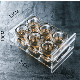 Khay kệ mica đựng ly rượu trong suốt full shot 6 ly
