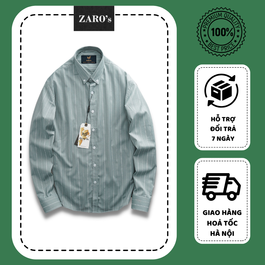 Áo Sơ Mi Nam ZARO'S kẻ sọc chất Bamboo Cotton kháng khuẩn thấm hút mồ hôi hạn chế mùi cơ thể