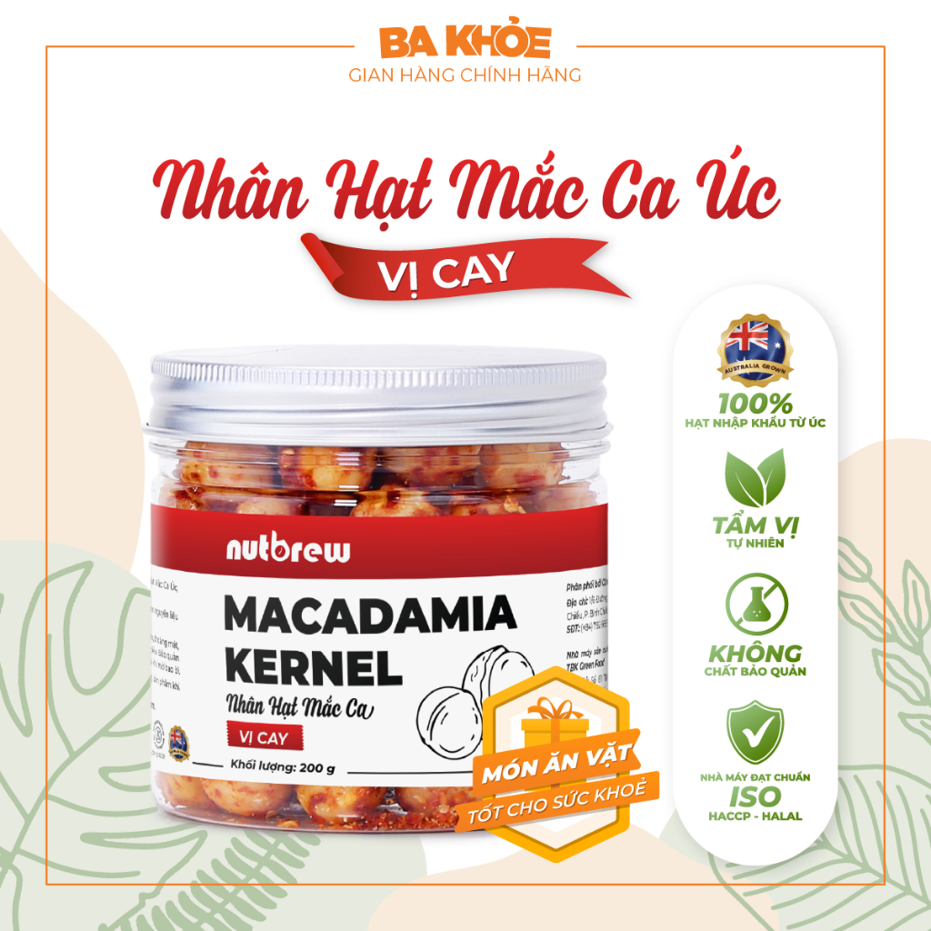 Nhân hạt macca Úc vị cay Nut Brew 200g tốt cho sức khoẻ và bà bầu (mắc ca)