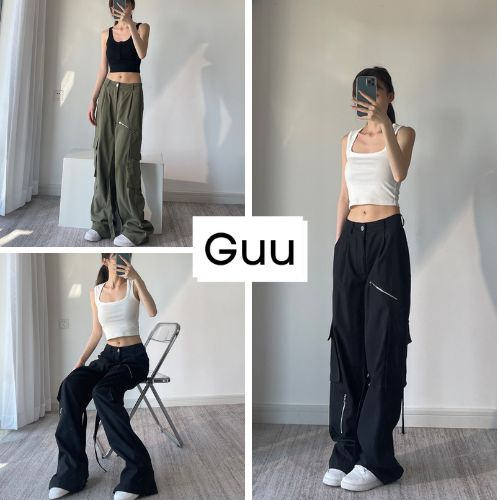 Quần ống rộng cạp cao tôn dáng hàn quốc GUU