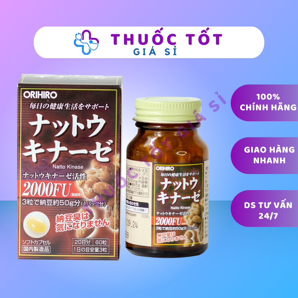 Viên uống hỗ trợ tai biến đột quỵ Nattokinase Orihiro 60 viên