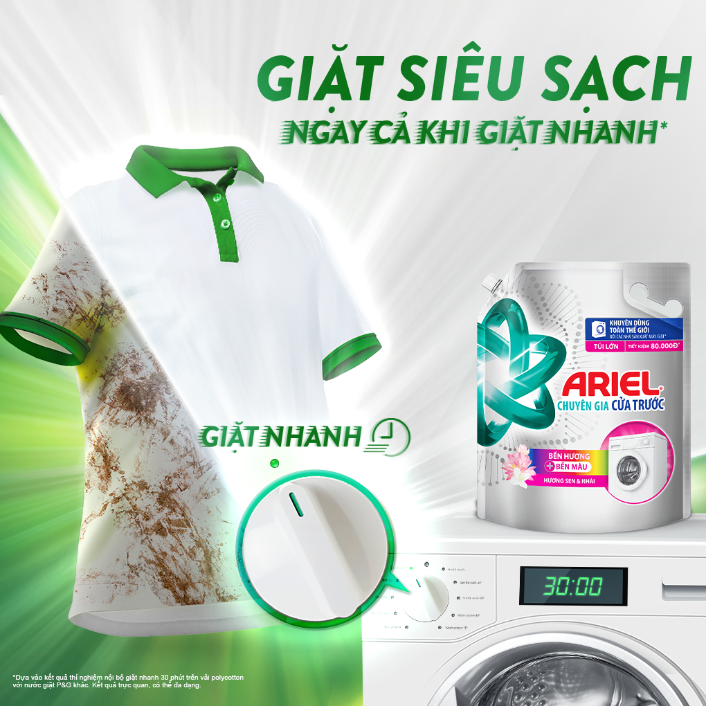 Combo 2 Túi Nước Giặt Ariel Cửa Trước Hương sen & nhài 3.05Kg/túi