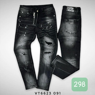 Mã Số QJN298 Quần Jean Nam đen có sơn màu có lót khoá kéo chất liệu denim co giản 4 chiều ,nhiều mẫu mới