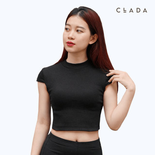 Áo Thun Croptop Nữ Ngắn Tay Ôm Body Tôn Dáng - Áo Phông Nữ Ribbed Cotton Ngắn CLADA - AL014