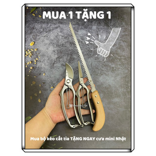 Mua bộ kéo cắt tỉa tặng ngay cưa mini nhật combo bộ 2 kéo nhật thép trắng không gỉ chuyên cắt tỉa cây cảnh bonsai
