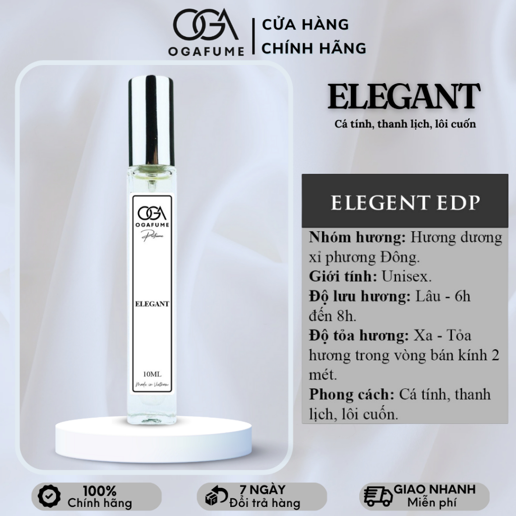 Tinh Dầu Nước Hoa Nữ Ogafume Elegant Trẻ trung, Ngọt ngào, Thanh lịch 10ml
