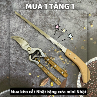 MUA KÉO TẶNG NGAY 1 CƯA MINI NHẬT - Kéo Nhật cán ốp gỗ cực sắc và bền, kéo cắt cành tỉa cành cây cảnh bonsai