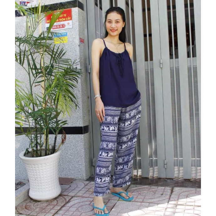 Quần Lanh thổ cẩm ống Suông dành cho Nữ - Quần lanh dài ống rộng mỏn nhẹ siêu mát - SVFQ64
