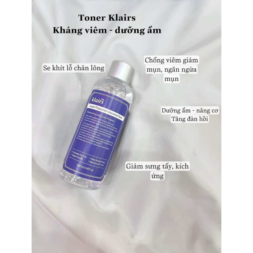 Nước hoa hồng Dear Klairs Supple Preparation Facial Toner 180ml