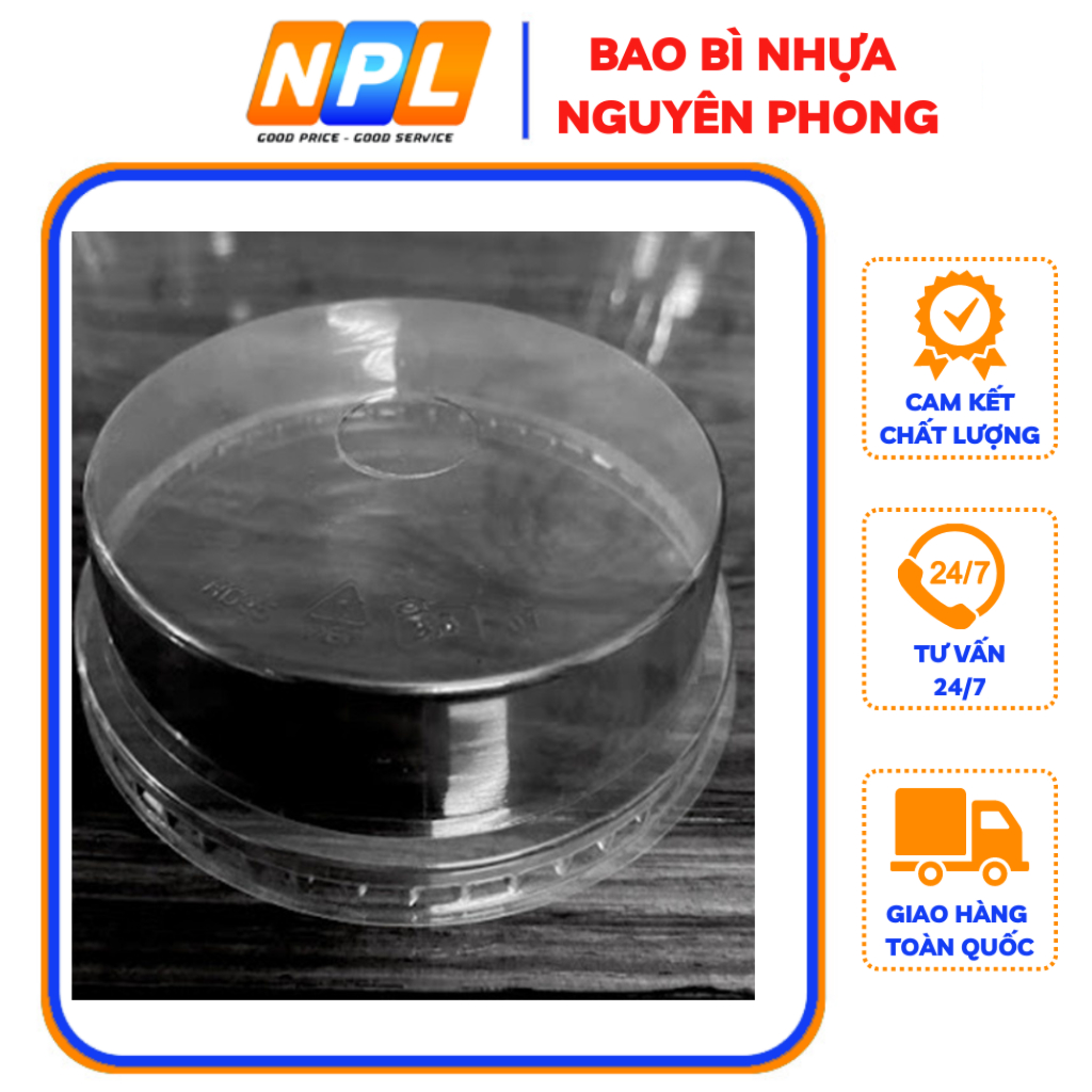 Nắp Nhựa Dùng 1 Lần Nắp Cao Bằng 95 ( Ly PP 360,500,700ml) - Bao Bì Nhựa Nguyên Phong