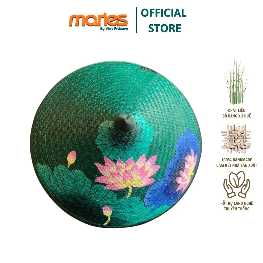 Nón cỏ bàng màu xanh lá nhà HueMaries 16 vành