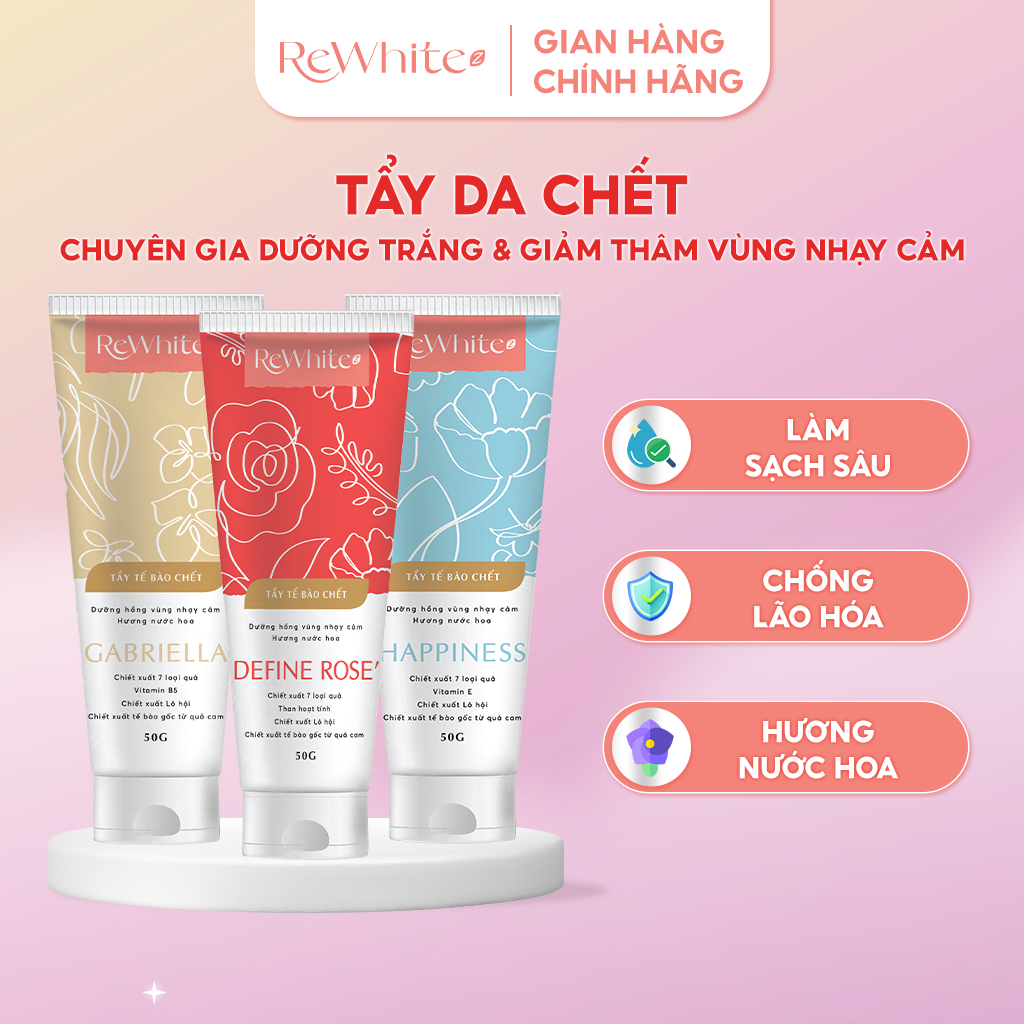 Gel Tẩy Tế Bào Chết Hương Nước Hoa Rewhitez Giảm Thâm Nách, Mông Và Bikini 50g