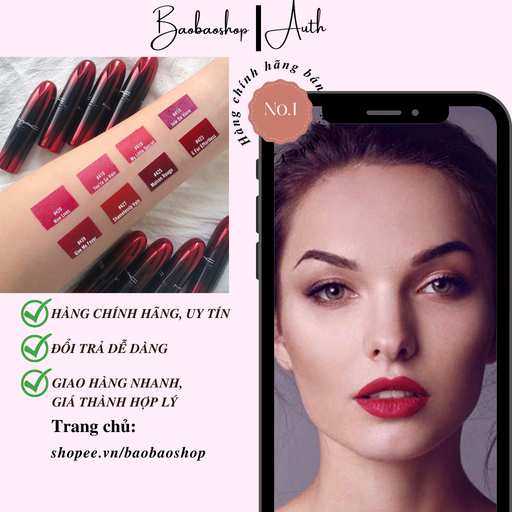 Son MAC Love Me Lipstick Rouge À Lèvres 3G màu son siêu hấp dẫn lên màu chuẩn bám màu tốt
