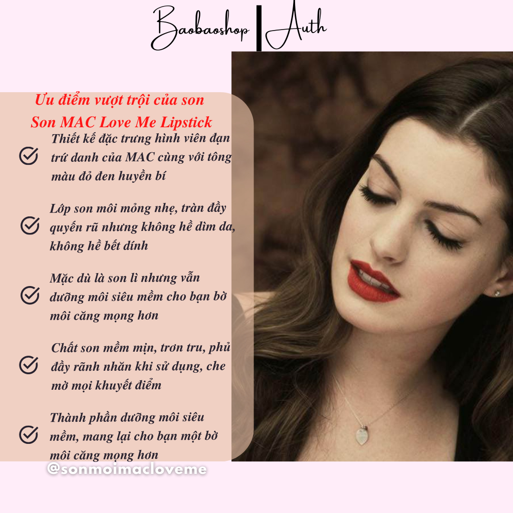 Son MAC Love Me Lipstick Rouge À Lèvres 3G màu son siêu hấp dẫn lên màu chuẩn bám màu tốt