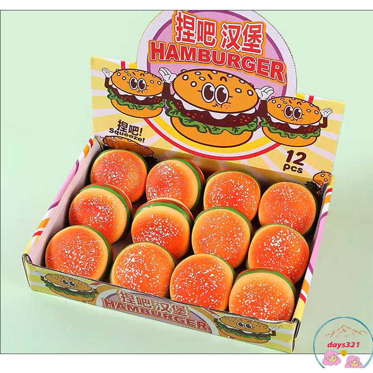 Đồ Chơi Bóp Mềm Squishy 8cm Hình Bánh Mì Nướng Humbeger Dễ Thương Cho Bé