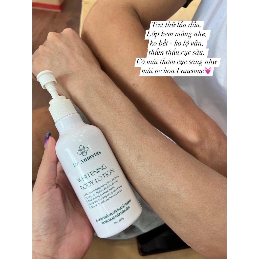 Kem Trắng Da Nâng Tông Body – Whitening Body Lotion Dr. Anmytas Trắng Thật Thấm Nhanh, Mềm Mịn Không Lộ Vân Kem Mùi Thơm