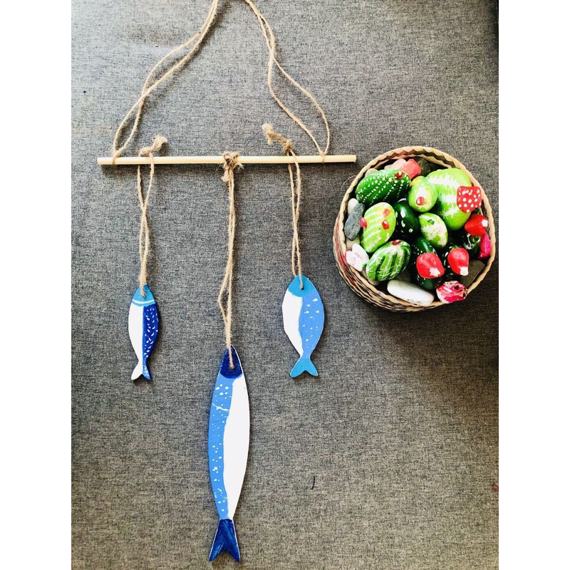 Bộ 10 cá gỗ kt 10-28cm tô màu và trang trí không gian xinh xắn mới lạ/ bộ cá gỗ tô màu