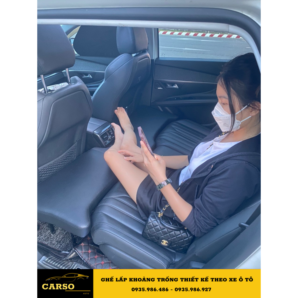Đệm ghế sau lấp khoảng trống xe ô tô Peugeot 2008 & 3008 & 5008  thay thế cho đệm hơi chuẩn khít theo xe