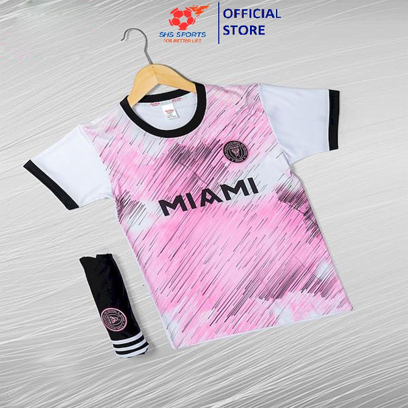 Bộ Quần Áo Bóng Đá TRẺ EM MIAMI HỒNG - Chất Thun Lạnh Thoáng Mát, Không Nhăn
