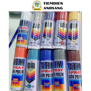 Sơn xịt atm/win màu đen bóng/ vàng đồng/ trắng/ bạc/ xám/ nhũ vàng 400ml