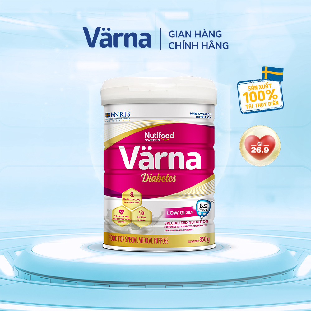 Sữa bột Diabetes Lon 850g - Ổn định đường huyết (GI = 26,9) - Varna