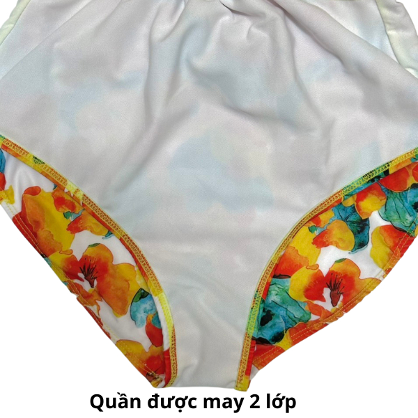 Đồ Bơi Nữ Bikini LANBISHOP Hoa Cam Liền Thân Khoen Cổ V Mẫu Mới Sexy 118