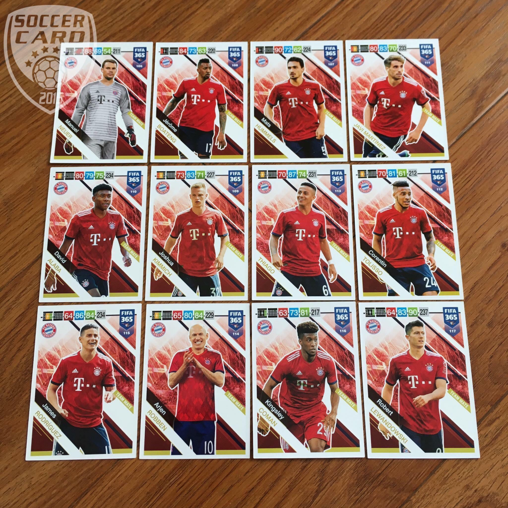 Set 12 thẻ cầu thủ bóng đá Bayern Munich cúp C1 chính hãng Panini