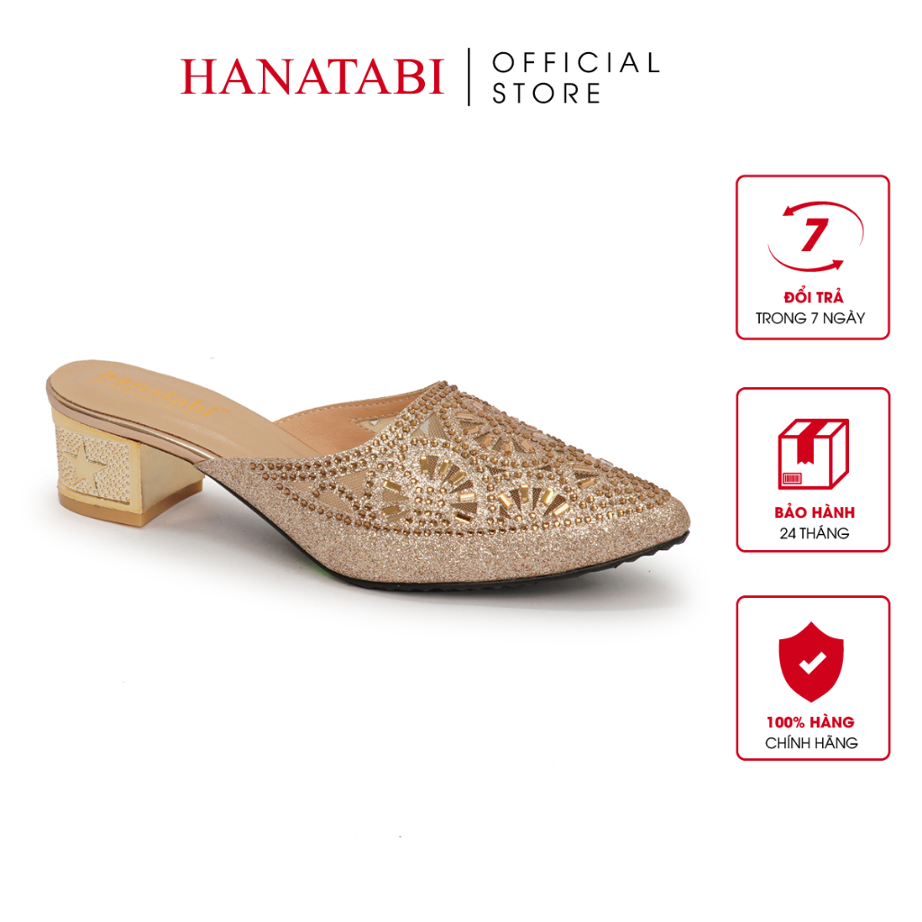 Sabo Nữ Hanatabi Đính Xoàn Gót Cao 5cm Mã HNSB5F811