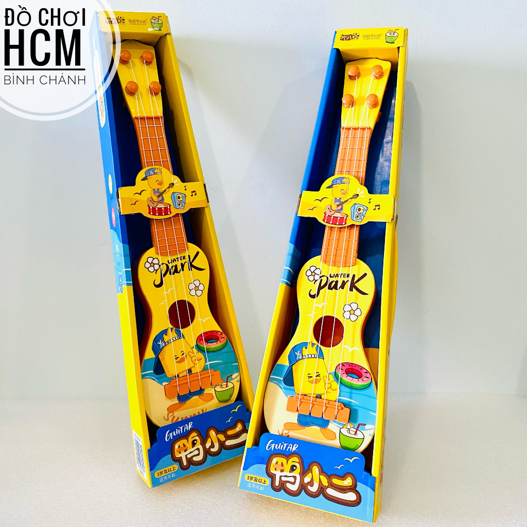Đồ chơi trẻ em đàn ghita dành cho bé thích khám phá âm nhạc, học đánh đàn guitar vịt vàng xanh