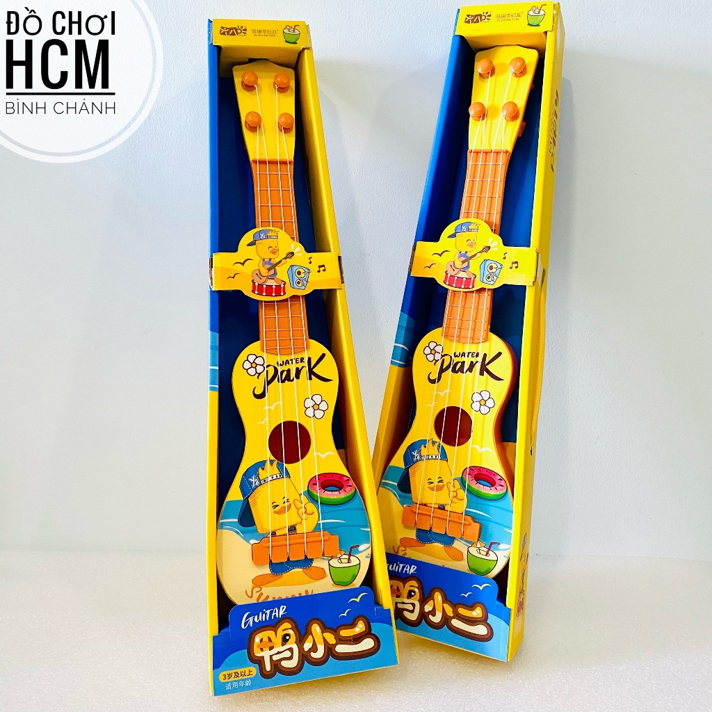 Đồ chơi trẻ em đàn ghita dành cho bé thích khám phá âm nhạc, học đánh đàn guitar vịt vàng xanh