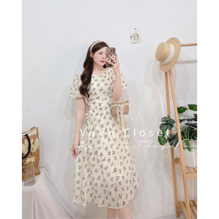 🌈BIGSIZE ĐẦM HOA MIDI RÚT EO TRÒN🌈