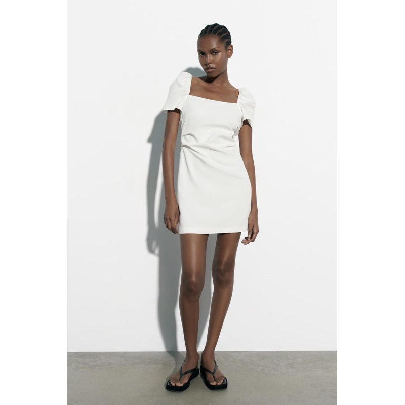 Order đầm xuất dư ZARA của nữ Đầm vải pha linen dáng ngắn