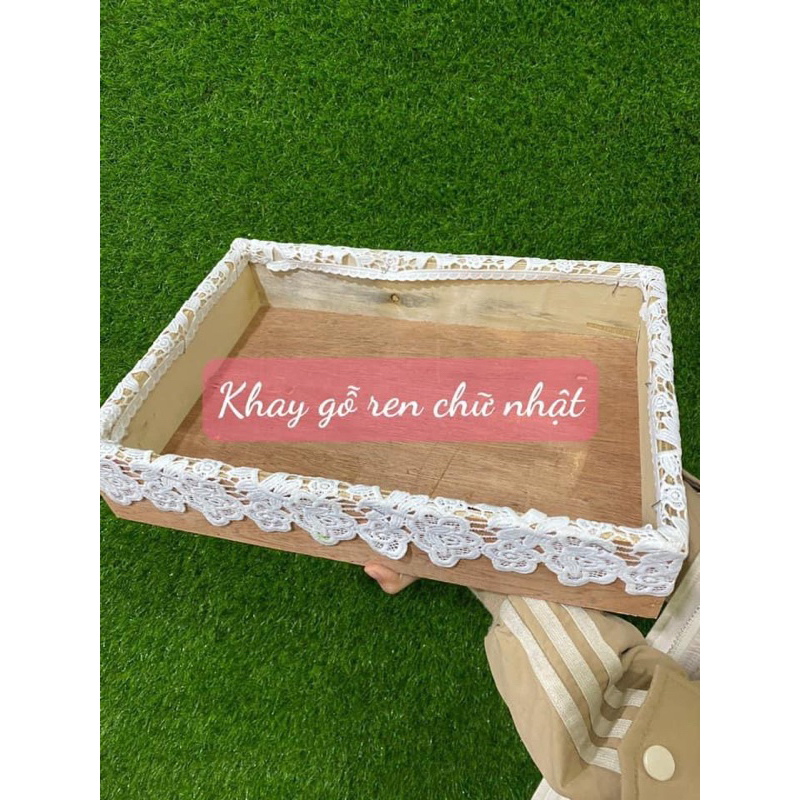 Khay gỗ ren chữ Nhật